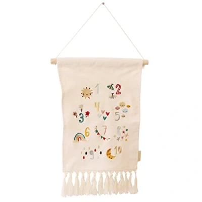 Immagine di Papierdrachen Decorazione da parete per ragazzi e ragazze in tessuto la cameretta dei bambini Arazzo Boho con numeri Set 2