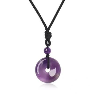Immagine di COAI Collana Unisex Regolabile con Pendente Ping&#039;an Kou in Ametista