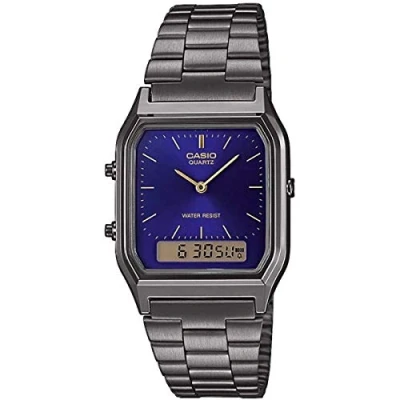 Immagine di Casio Orologio Quarzo Unisex, misura cassa 30.00mm con quadrante Blu Analogico e Digitale Cinturino Argento in metallo AQ 230EGG 2AEF