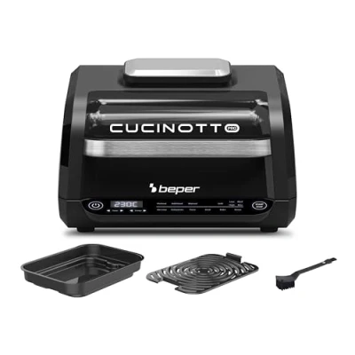Immagine di BEPER P101FRI081 Friggitrice ad Aria Multifunzione, Cucinotto digitale LED con 8 programmi, Griglia 4 modalità di cottura, Temperatura fino a 230C, Timer 120 min, Accessori Inclusi, Nero