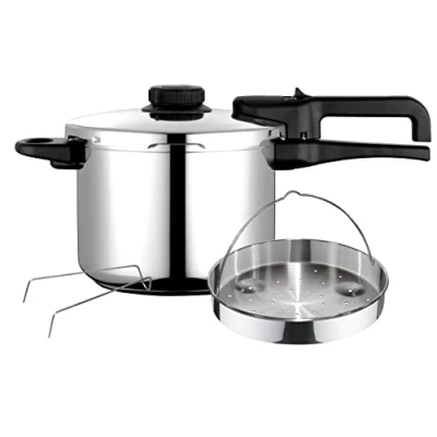 Immagine di Fagor Dual Xpress Pentola a Pressione 6 Litri, Induzione, Express Super Rapida, Acciaio Inox. 18/10, tutti i tipi Cucine, Fondo termodiffusore, Regolatore di pressione, 5 sistemi sicurezza, con