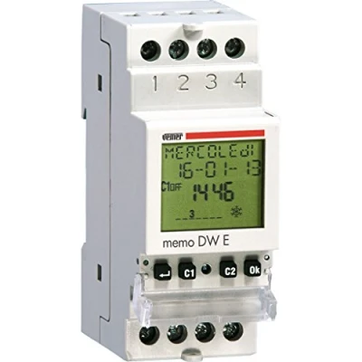 Immagine di VEMER VP871800 MEMO DW E Interruttore Orario Digitale, Timer Programmazione Giornaliera o Settimanale, Installazione su Guida DIN, Bianco
