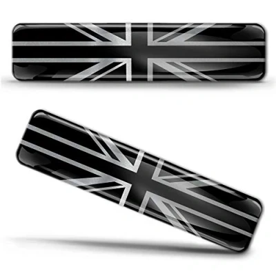 Immagine di Biomar Labs® 2 x Adesivi 3D Gel Silicone Gran Bretagna Inghilterra Regno Unito Union Jack Flag UK Silver Banner Adesivo per auto F 127