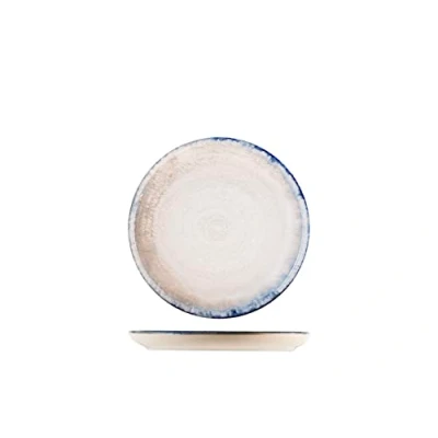 Immagine di H&amp;h set 12 piatti frutta artisanal in stoneware blu cm 21