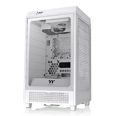 Immagine di Thermaltake Tower 200 Snow Mini ITX Case per computer, 2 ventole CT140 da 140 mm, supporta GPU lunghezza fino a 380 colore: Bianco