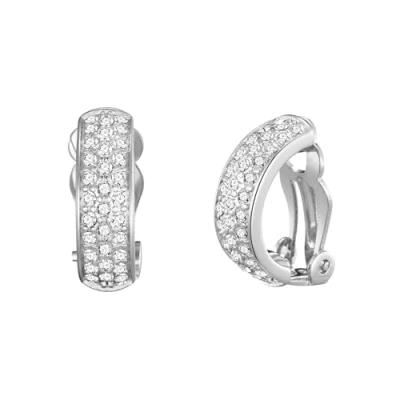 Immagine di Orecchini a clip con pavé placcati in argento creati cristalli Zircondia®