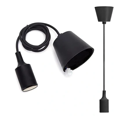 Immagine di Aigostar Lampada a Sospensione in Silicone,Lampada con 100cm Cavo,Portalampada E27 Compatibile Paralume,Nero