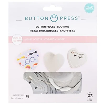 Immagine di We R Memory Keepers Confezione di ricariche per bottoni a pressione, forma cuore, include materiali 9 58 mm (27 pezzi in totale) creare personalizzati