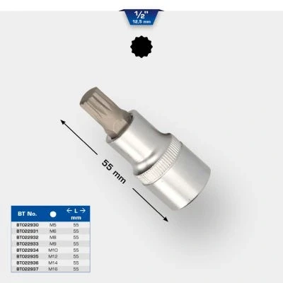 Immagine di BRILLIANT TOOLS BT022932 Bussola a inserto millerighe 1/2&quot;, lunga 55 mm, M8 [Powered by KS TOOLS]