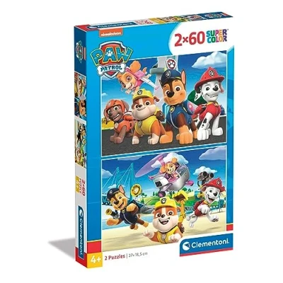 Immagine di Clementoni Paw Patrol Supercolor 2X60 (Include 2 60 Pezzi) Bambini 5 Anni, Puzzle Cartoni Animati Made in Italy, Multicolore, 21623