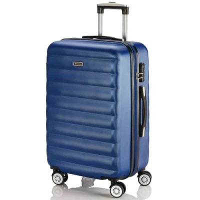 Immagine di ITACA Valigia Media da Viaggio Rigide. Trolley Medio con 4 Ruote. Materiale ABS Rigida in Offerta Resistente e Super Leggero 20 kg Lucchetto TSA 71260, Blu