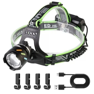 Immagine di SENDALE Lampada LED Ricaricabile USB C con Sensore di Movimento, 50000 Lumen 30W Frontale, 5 Modalità Zoombare, IP65 Impermeabile, Ideale per Campeggio Emergenza