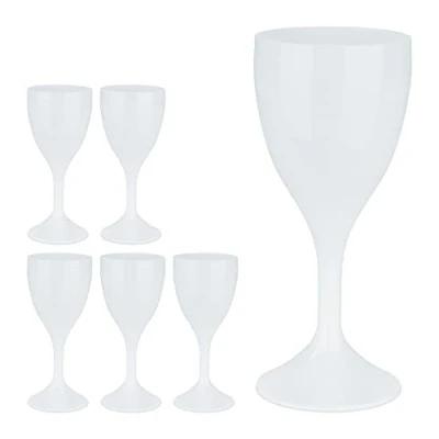 Immagine di Relaxdays Calici in Plastica, Set da 6 Bicchieri Vino, Infrangibili, Riutilizzabili, Senza BPA, 250 ml, Flute, Bianco
