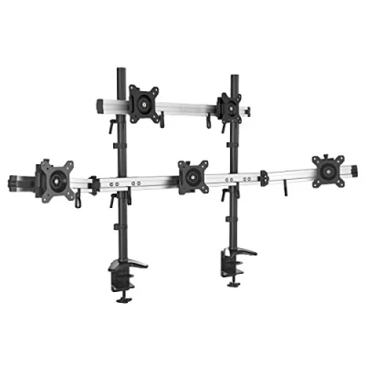 Immagine di Braccio per monitor 5 volte HFTEK supporto da tavolo schermi 15 27 pollici con VESA 75/100 (MP235C N)