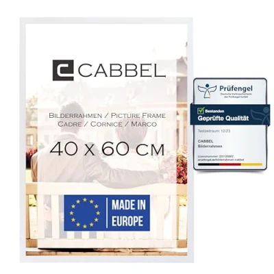 Immagine di CABBEL cornice 40x60 cm, Bianco, robusta in legno MDF, vetro Plexi infrangibile, da appendere, ideale