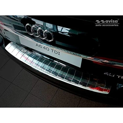 Immagine di Avisa 2/35341 Protezione Paraurti Posteriore in Acciaio INOX per Audi A6 (C8) Avant 2018 &quot;Ribs&quot;, Argento