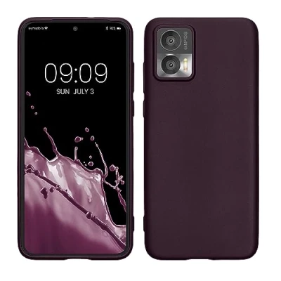 Immagine di kwmobile Custodia Compatibile con Motorola Edge 30 Neo Cover Back Case Morbida Protezione in Silicone TPU Effetto metallizzato bordeaux