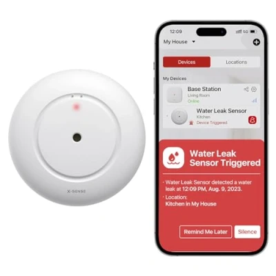 Immagine di X Sense Rilevatore d&#039;acqua Wi Fi con batteria, sensore IP66, Fi, un accessorio per il kit SWS54, confezione singola, SWS51, 1 Pack