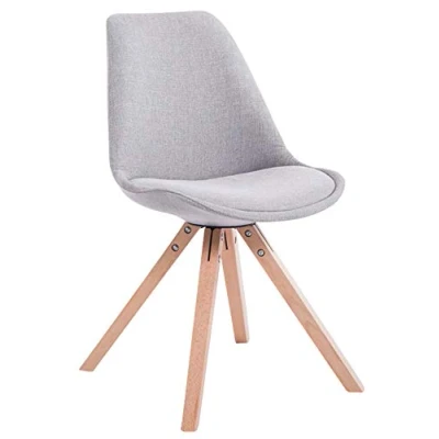 Immagine di CLP Sedia Design Pranzo Toulouse Imbottita In Stoffa I Ospite Scandinava Gambe Squadrate Legno Alt 48 CM, Colore:grigio, Colore del telaio:natura