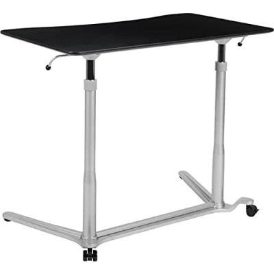 Immagine di Flash Furniture Sit Down, ergonomica, per Computer, scrivania in Piedi, Metallo, Nero, 37.375&#039; W x 20.5&#039; D 29&#039; 40.75&#039; H