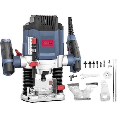 Immagine di Güde 58117 Fresa superiore OF 1200 E (1200 W, altezza di sollevamento: 55 mm, arresto profondità regolabile in 7 posizioni, attacco pinze, 6 + 8 guida a 2 colonne, regolazione continua della