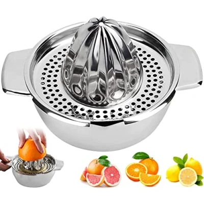Immagine di Spremiagrumi Manuale, a Mano per Arance e Limoni, Facile da Pulire in Acciaio Inox 201, 12 x 5.3cm