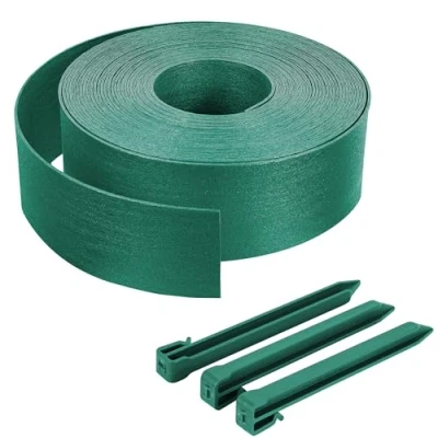 Immagine di VOUNOT® Bordo Giardino Flessibile, Bordi Aiuole PE Bordura per Prato con Picchetti di Fissaggio, Lunghezza 20m Altezza 8cm Spessore 3mm, Verde