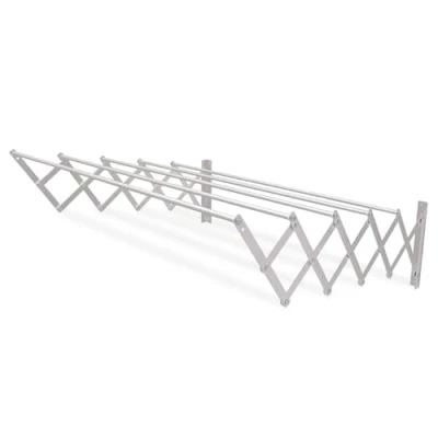 Immagine di Amig Stendibiancheria Estensibile da Parete Alluminio ad Alta Resistenza Viti in Acciaio Inox Per Interni ed Esterni Installazione Facile 140x14x3 cm