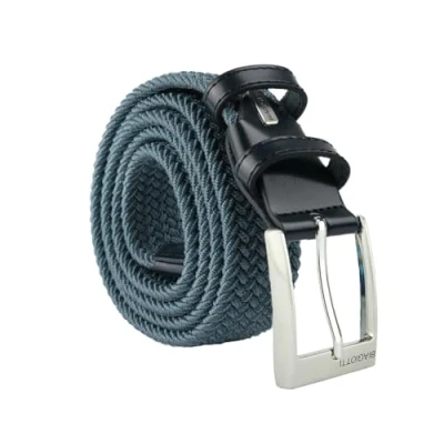 Immagine di Biagiotti Cintura Elastica Intrecciata, Uomo e Donna, Con Inserti in Vera Pelle Scatola Regalo