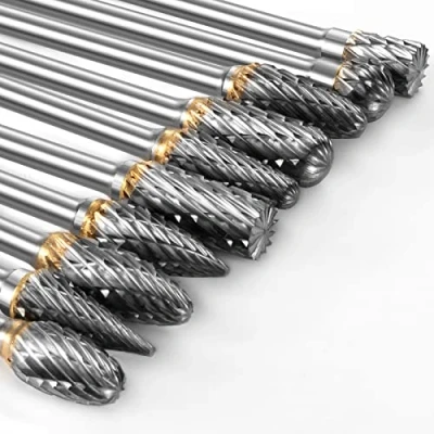 Immagine di Set di frese rotanti in carburo tungsteno, accessori per dremel, metallo duro con gambo da 1/8&quot; Intaglio, Lucidatura, Incisione