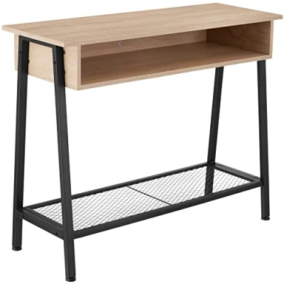 Immagine di TecTake 801108 Tavolo console Tralee, Ripiano in reticolato, Piedi plastica regolabili altezza