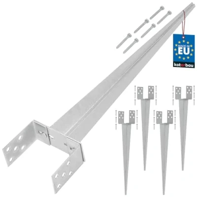 Immagine di KOTARBAU® Set di 4 boccole per pali da 0 160 mm acciaio argento zincato a caldo ancoraggio regolabile in legno terra