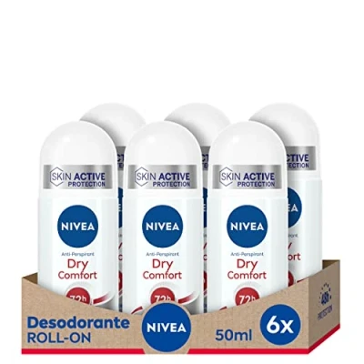 Immagine di NIVEA Dry Comfort roll on in confezione da 6 (6 x 50 ml), deodorante antitraspirante con protezione 72 ore, per la cura femminile testato nella vita reale