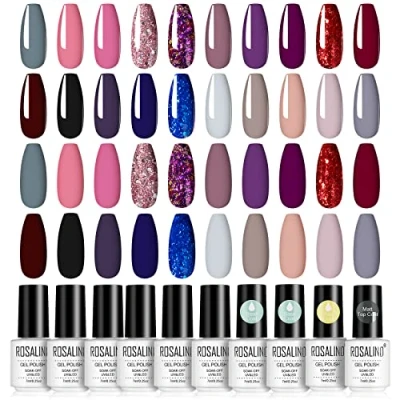 Immagine di ROSALIND Smalto per Unghie, 20 Colori Gel Unghie UV, 24 pz Semipermente in Base e Top Coat Matt Manucure Nail Art Kit 7ml Set 11
