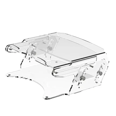 Immagine di Dataflex Addit Rialzo monitor regolabile 570, acrilico trasparente, supporto ergonomico per fino a 15 kg, portadocumenti incorporato, altezza 100 160 mm
