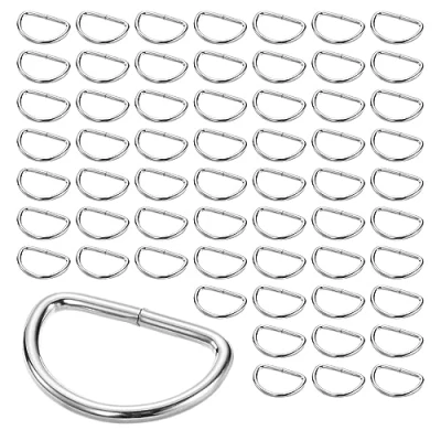 Immagine di ReaJoys anelli a D, 60 pezzi, in metallo, con fibbia 25 mm, semianelli, piccoli per dello zaino, borsa e accessori il fai da te, argento, S