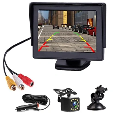 Immagine di Telecamera retro marcia retrovisore auto con visione notturna Sistema di retromarcia impermeabile a 12 LED + monitor LCD da 4,3 pollici telecamere