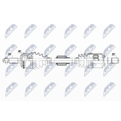 Immagine di NTY NPW HY 622 Albero motore / Semiasse Assale anteriore Dx 870mm Cambio manuale, Trasmissione automatica