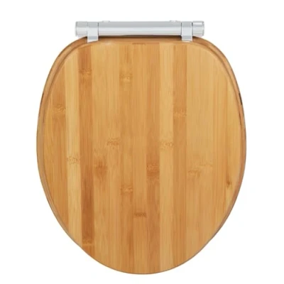 Immagine di Wenko Sedile Wc Bambusa in Bambù con Meccanismo di Abbassamento Automatico Easy Close e Fissaggio Igienico Fix Clip, Verniciatura a Più Strati Resistente All’Umidità, (Lxp): 34,5X40,5 Cm, Naturale