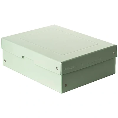 Immagine di FALKEN PureBox Original Pastello, Made in Germany. 100 mm di altezza, DIN A4, verde, scatola con coperchio cartone resistente, regalo vegana, multiuso