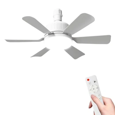 Immagine di Ventilatori da Soffitto Con Lampada, Plafoniera 30W E27 Ventilatore e Telecomando, LED a Tre Colori, 3 Velocità Timer, Per Camera Letto, Dormitorio (Bianco)