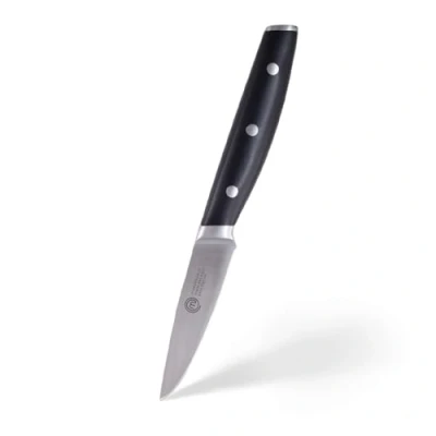 Immagine di MasterChef Coltello Spelucchino Professionale, Acciaio Inox ad Alto Carbonio, Manici Tripli Rivettati, Codolo Pieno con Bolster, Lama da 9cm