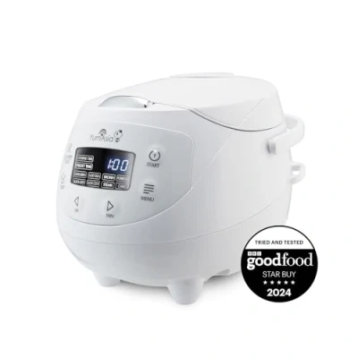 Immagine di Yum Asia Panda Mini Cuociriso con Ciotola in Ceramica Ninja e Advanced Fuzzy Logic (3,5 tazze, 0,63 litri) 4 Funzioni di Cottura del Riso, Multicooker, Display LED, 220 240V