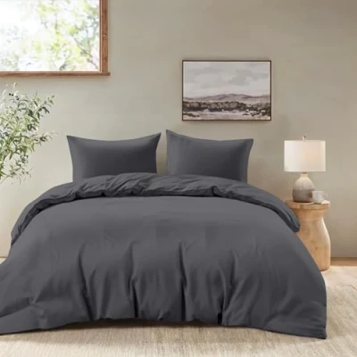 Immagine di Dreamzie Copripiumino Una Piazza e Mezza 155x220 cm con 2 Federe 80x80 Grigio Scuro Set