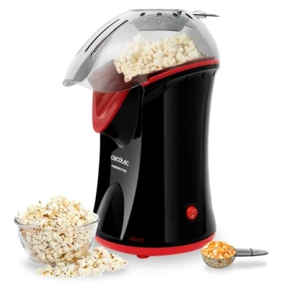 Immagine di Cecotec Macchina per Popcorn Elettrica Fun&amp;Taste P&#039;Corn, 1200 W, Convezione, Pronti in 2 Minuti, Include Cucchiaio Dosatore, Facile da Pulire, Protezione contro il Surriscaldamento
