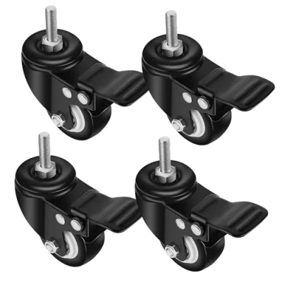 Immagine di YAOBLUESEA Set di 4 rotelle girevoli con freno, dalla portata 150 kg. Dimensioni: 50 mm, colore nero (8 x 25 mm)