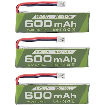 Immagine di 3PCS 1S 3.8V 80C 600mAh Batteria al litio con JST PH 2.0 Connettore Spina Adatto per Cineahoop Tinyhawk Mini FPV Racing Drone RC Telecomando Aereo