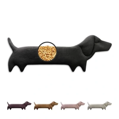 Immagine di LESCHI cuscino cervicale termico per microonde, 100% cotone e grano biologico, cane nero, riscaldante ideale come fonte di calore in inverno alleviare tensioni a spalla schiena collo