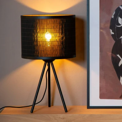 Immagine di Lucide Lampada da tavolo Tagalog bambù, nero, treppiede