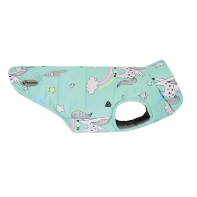 Immagine di Record Cappotto Impermeabile per Cani Unicorn con Elastici zampe posteriori e Foro guinzaglio. Ideale Ogni Clima Azzurro Chiaro, 2XS